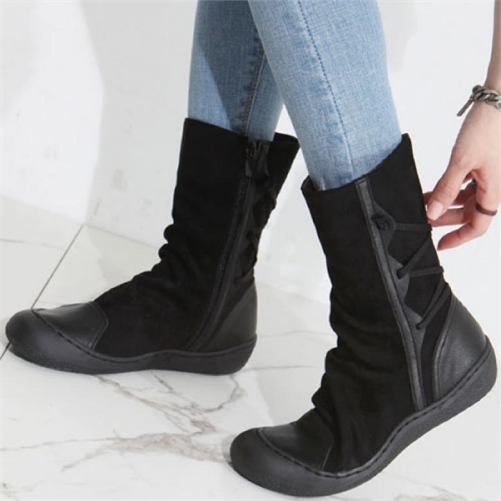 (ニナスパリ) 韓国製起毛裏地付きレザーブーツ4.2cm (9J894)