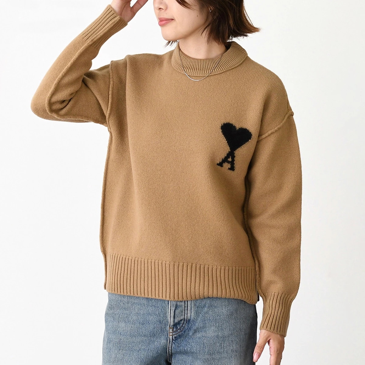 トップス AMI DE COEUR アミ Ami De Coeur クルーネック メリノウールフェルトニット セーター