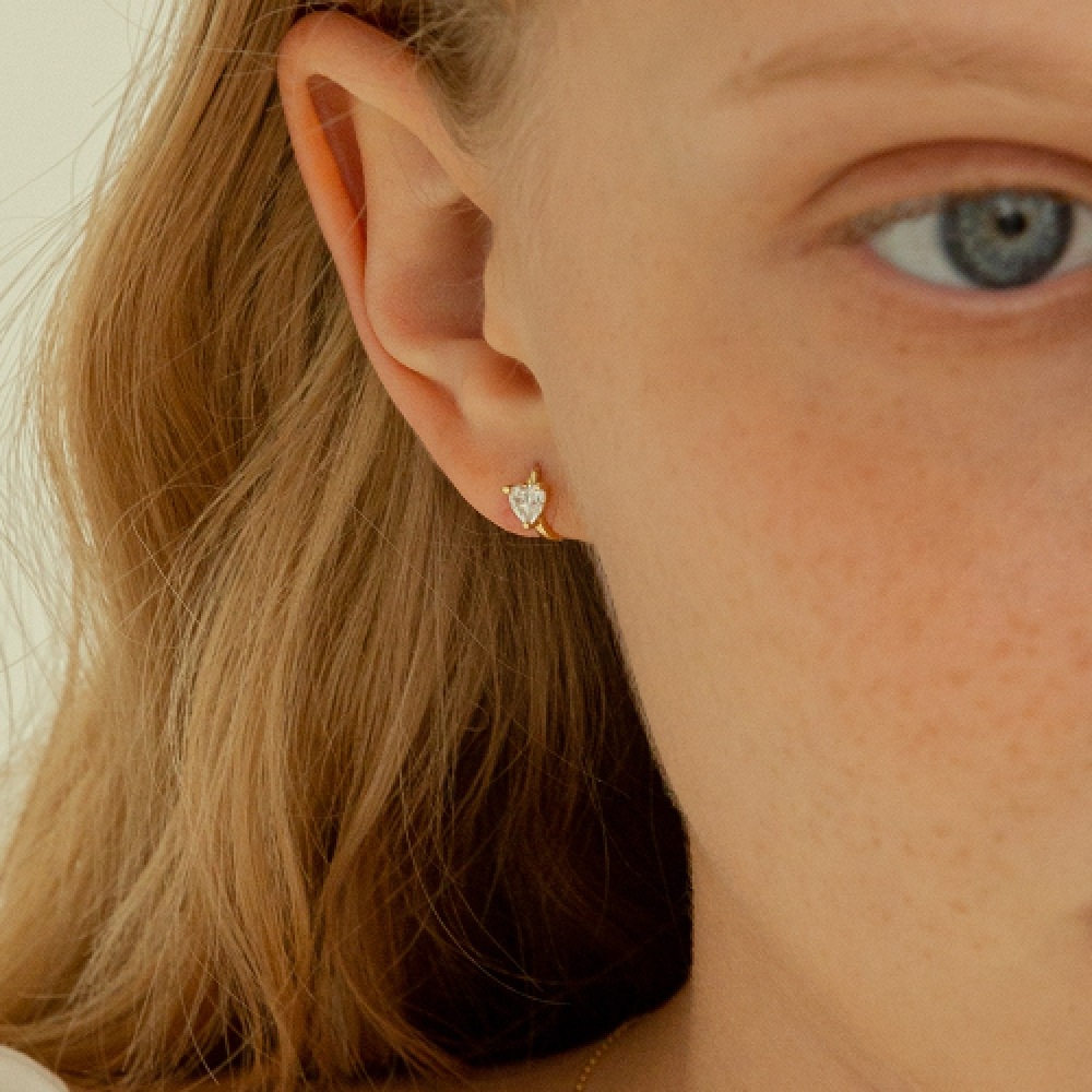 LUNNE 14k ハートカットキュービックワンタッチリングピアス 14k ゴールド #L17