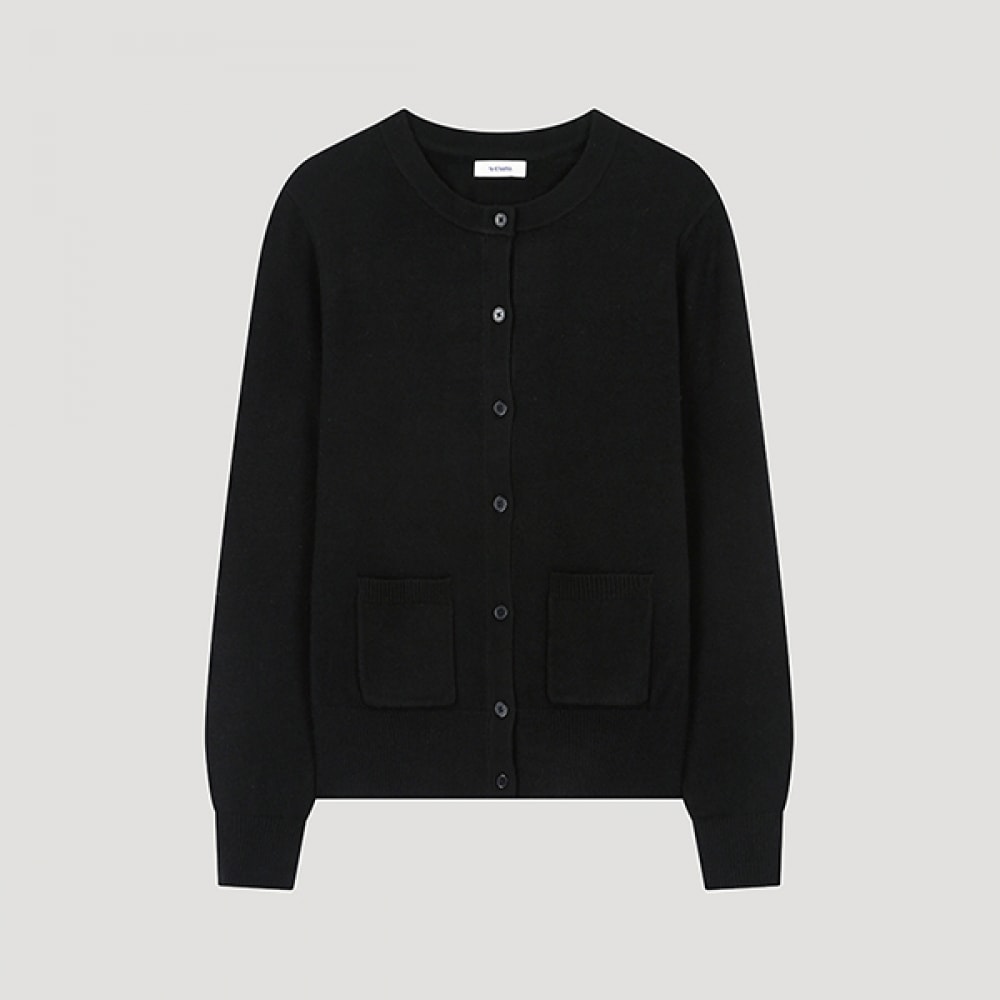 (Shes Miss) ウールベーシックラウンドネックカーディガン_SSKCDO42510_BK