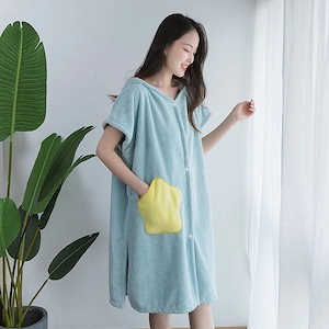 着るバスタオル ワンピース レディース 吸水 湯上りタオル バスタオル ローブ 部屋着 便利 お風呂上がり ラッキーボックス