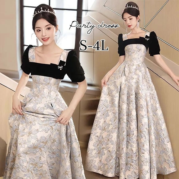 売切必至ドレス 大人 ピアノ 発表会 ロング丈 ぽっちゃり 大きいサイズ イブニングドレス 演奏会 ピアノ発表会 袖付き ワンピース Aライン ステージドレス 二次会 女子会 成人式 パーティードレス 9,586円