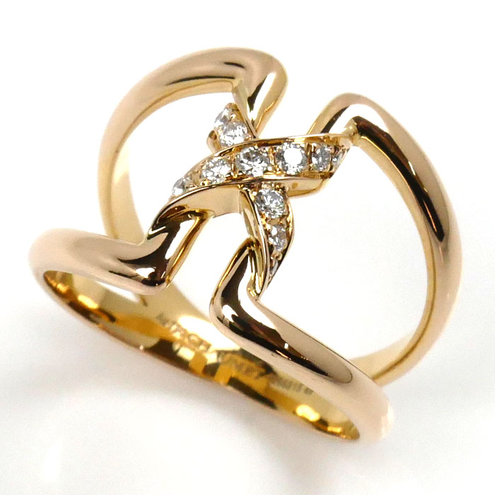 Chaumet ショーメ K18PG ピンクゴールド リアン オープンワーク リング・指輪 ダイヤモンド 8.5号 49 4.3g レディース 中古 美品