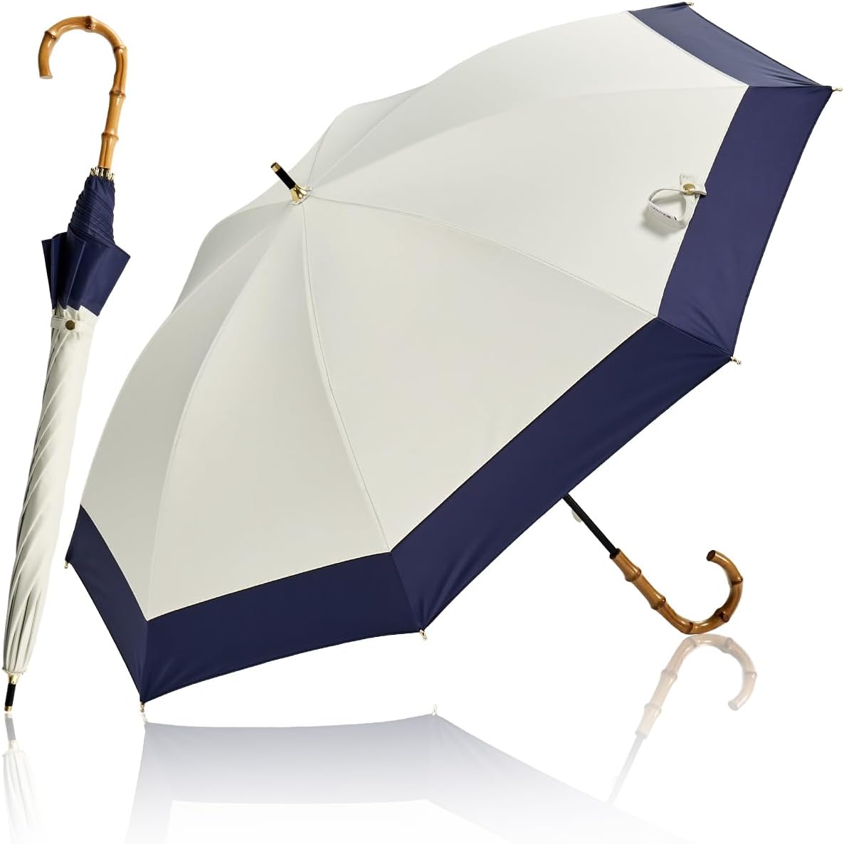 晴雨兼用傘 uvカット100 完全遮光 遮熱 5級撥水 軽量 丈夫 耐風 親骨50cm バンブー持ち手 レディース