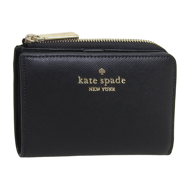 ケイトスペード ニューヨーク 二つ折り財布 L字ファスナー ミニ財布 レディース ブラック アウトレット kate spade new york kh615-001