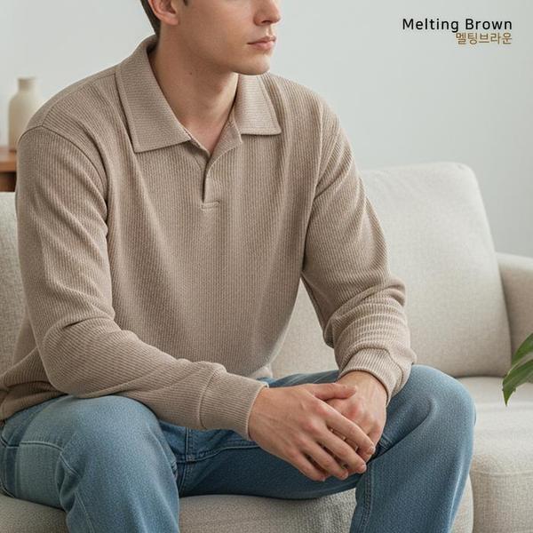 メンズ長袖Tシャツ ニットカラーTシャツ AM26