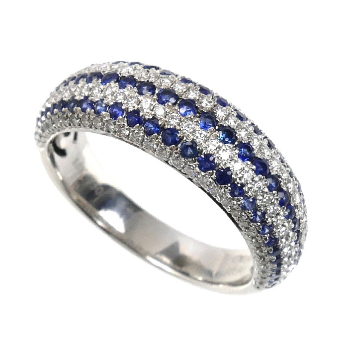 K18WG ホワイトゴールド リング・指輪 サファイア0.94ct ダイヤモンド0.45ct 12号 4.6g レディース 中古 美品