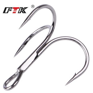 Ftk-高炭素鋼釣り針,1020個,超鋭利なフック,ソリッドサイズ3/0 #-14 #,トリプルスパイク,ルアー,バスフィッシング