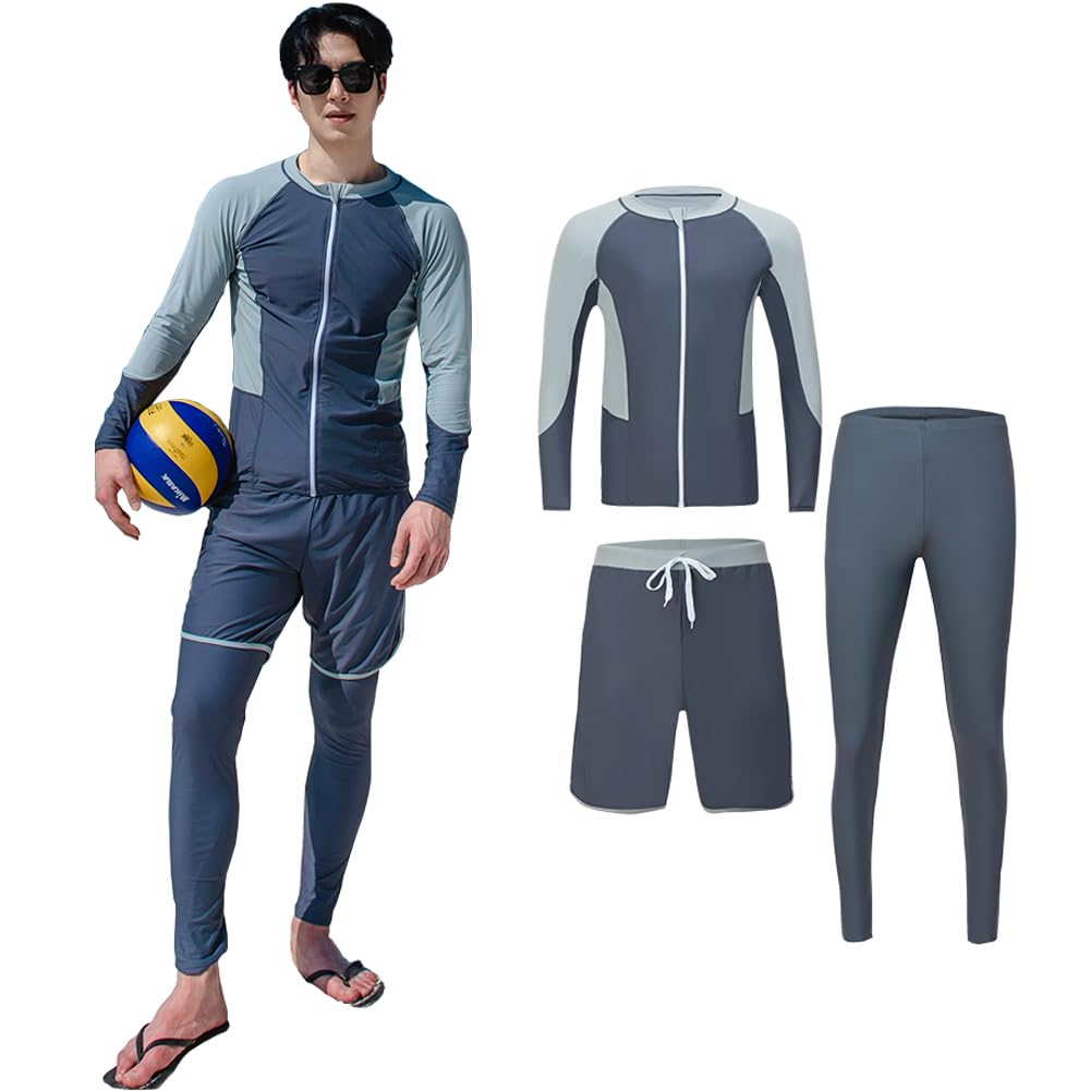 [Candy Kiosk] ラッシュガード メンズ レディース 水着 上下セット 長袖 前開き フィットネス ビーチ 水泳 温泉 UVカット 吸汗速乾 通気性 水陸両用 男女兼用