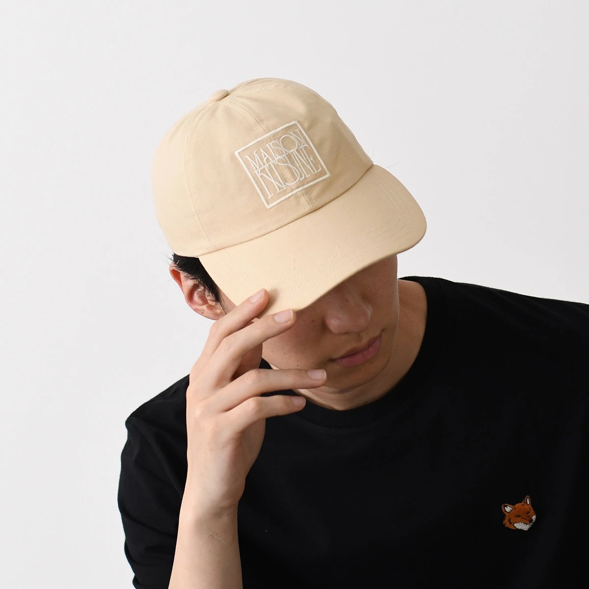 キャップ 帽子 MAISON KITSUNE STAMP QU06100 WB0026 メンズ ユニセックス ベージュ コットン