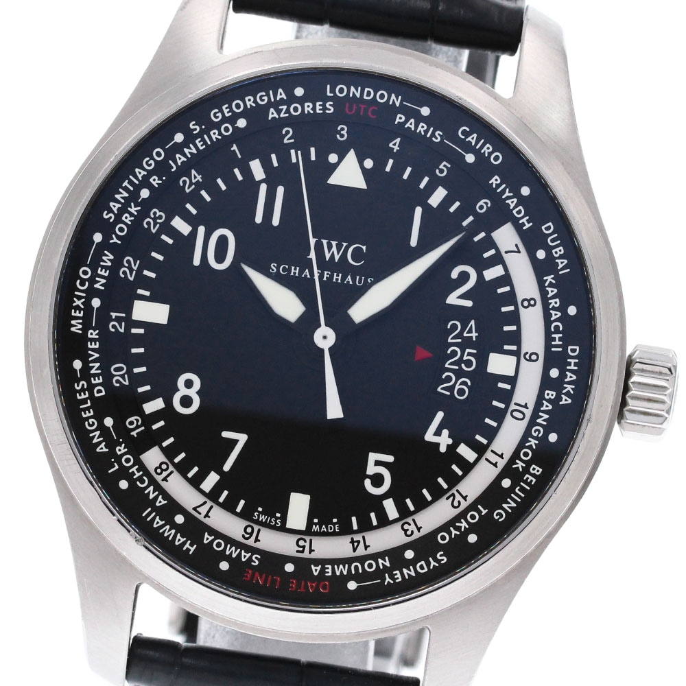 IWC SCHAFFHAUSEN IW326201 パイロットウォッチ ワールドタイマー デイト 自動巻き メンズ 保証書付き_845648【中古】