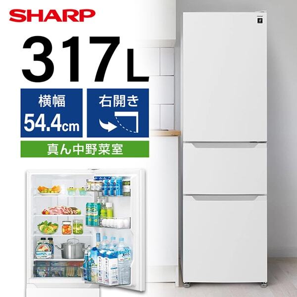 SJ-PT32P-W マットホワイト 冷蔵庫 (317L・右開き)
