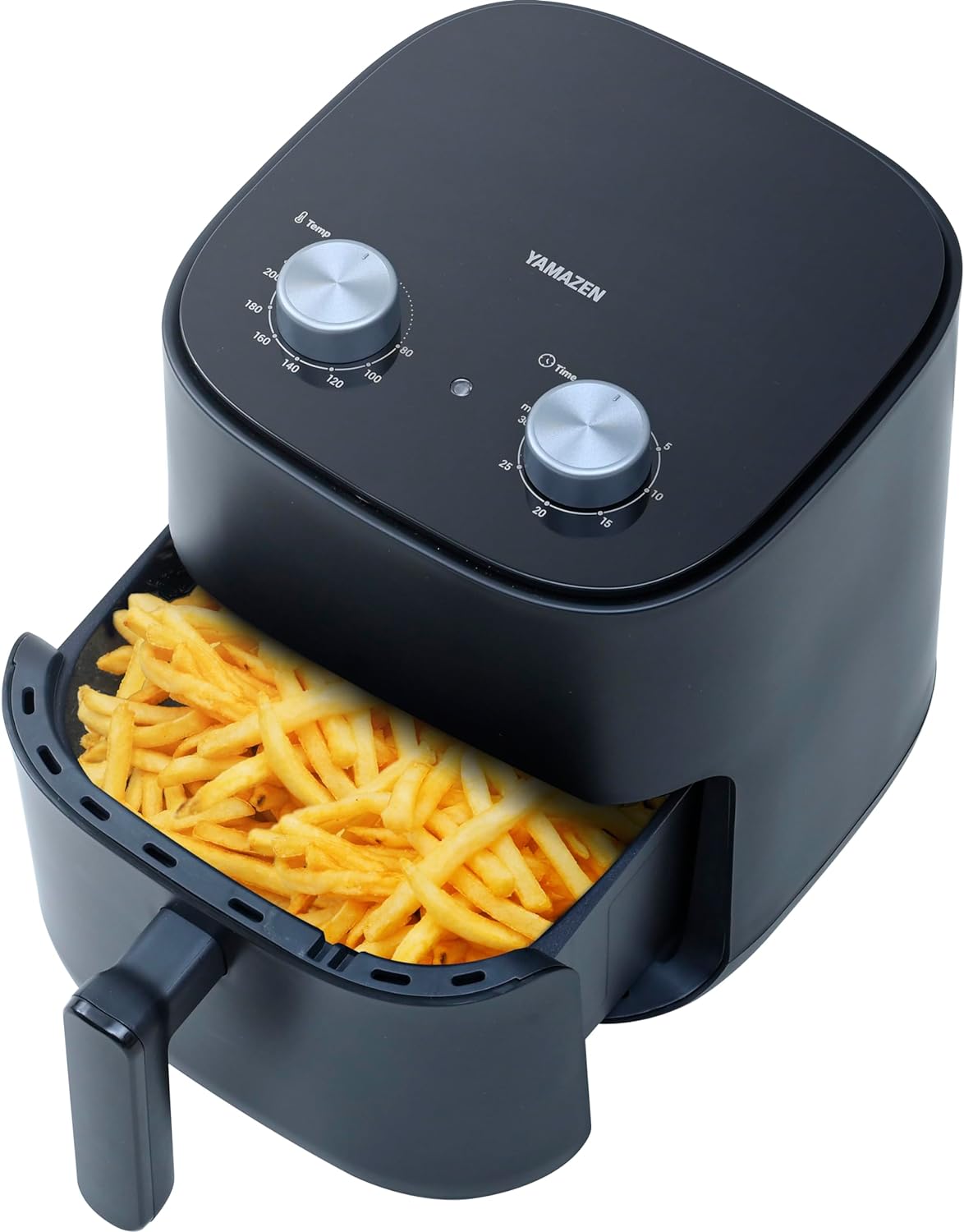 [山善] ノンフライヤー 4.5L 大容量 電気フライヤー ノンオイル エアフライヤー 3~5人用 家庭用 卓上 揚げ物 惣菜 タイマー 温度調節 レシピブック付き ブラック YAH-AC120(B)
