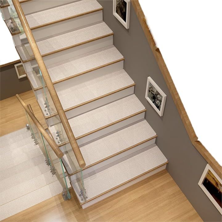 階段マット 滑り止めマット 15枚 階段用ステップマット 階段カーペット 防音(ピンクベージュ, 20cmx80cm)