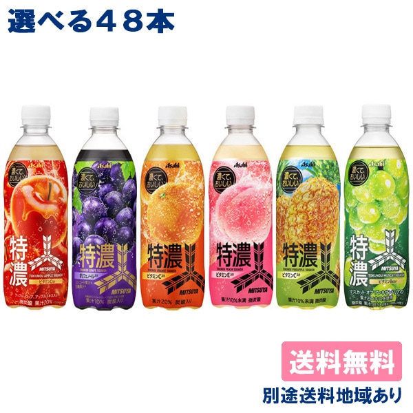 アサヒ 三ツ矢 特濃フルーツスカッシュ PET 500ml 選べる2ケースセット 48本（ 24本入 x 2ケース ） 送料無料 別途送料地域あり ［ピーチ / アップル / グレープ/ オレンジ］