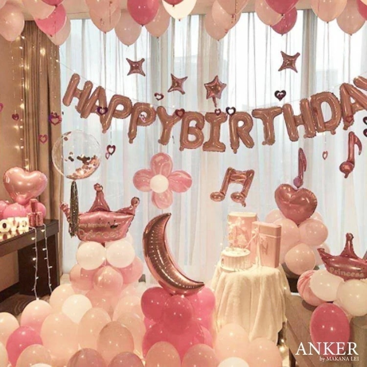 【新作】誕生日 飾り付け バルーンセット 風船 ピンク　ハッピーバースデー 紙吹雪バルーン 結婚式 バースデー パーティー装飾