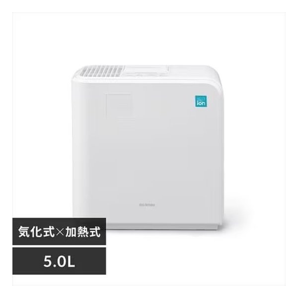 気化ハイブリッド加湿器 イオン付/木造8.5畳/洋室14畳/タンク容量5L/ホワイト