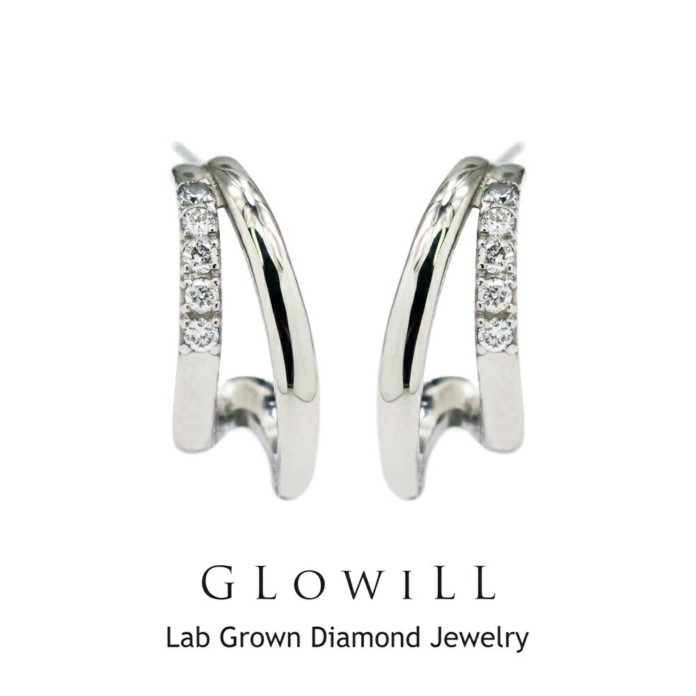 グローウィル ピアス レディース シンプル おしゃれ プレゼント かわいい 大人 女性 誕生日 両耳ピアス ステンレス ラボグロウン ダイヤモンド 結婚祝い 結婚記念日 母 妻 彼女 女友達 ギフト