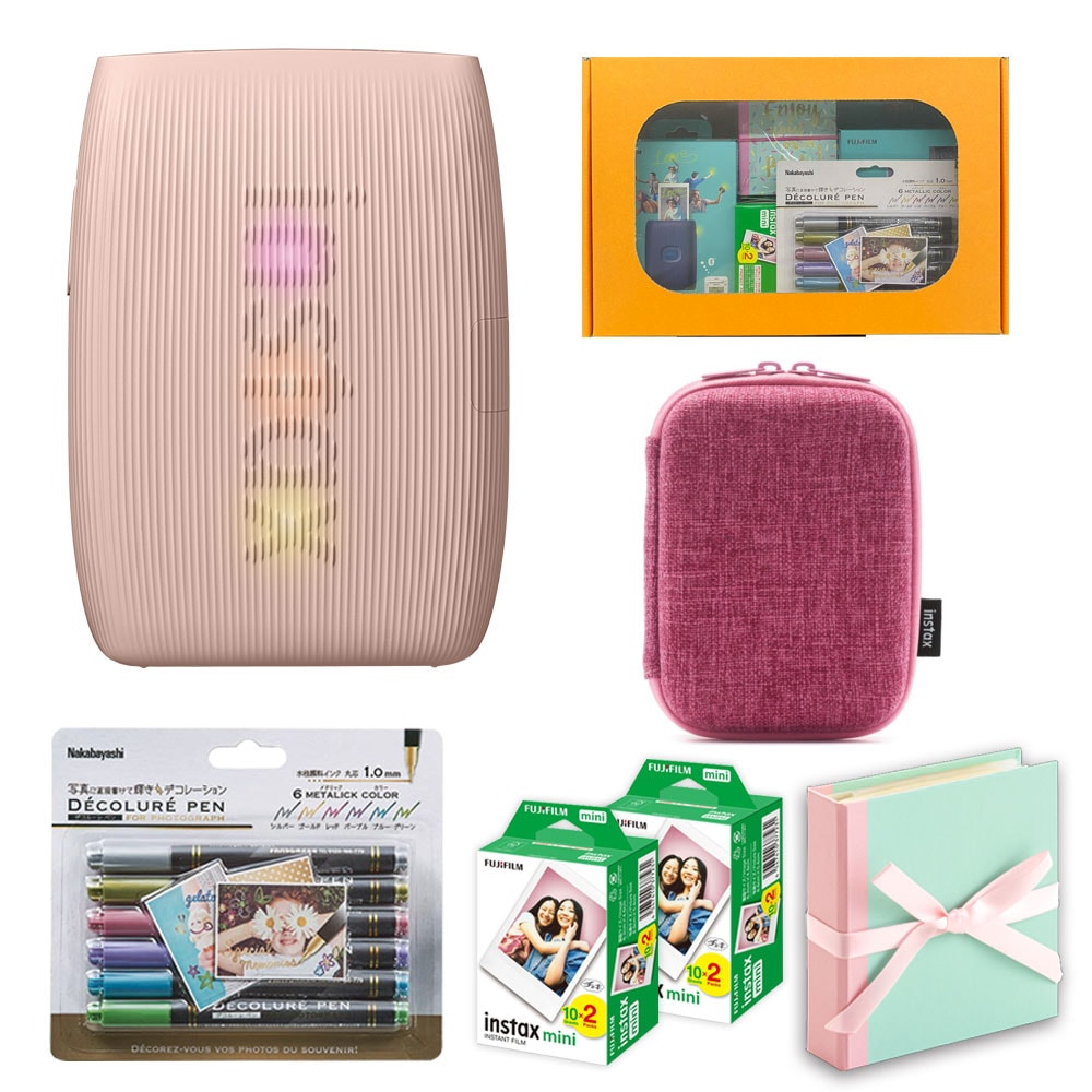 【ギフト チェキB】富士フィルム（フジフィルム）チェキ スマートフォン用プリンター instax mini Link3 ピンク ケース付きギフトBOXセット