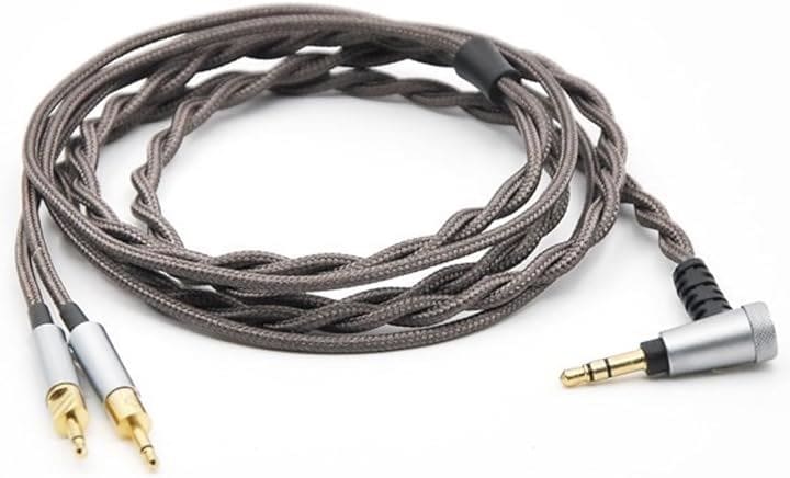 HD700 リケーブル 3.5mm ヘッドホン交換用ケーブル 銀メッキ単結晶銅 アップグレードケーブル 4芯 ナイロン編み 高耐久性 1.2M長さ( ステレオ接続3.5mm)