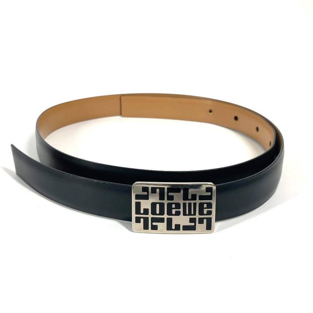 ベルト ロゴ バックル レザー ブラック