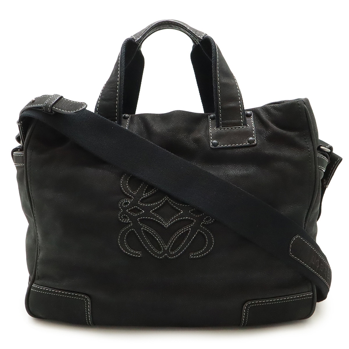 アナグラム トートバッグ 2WAY ショルダーバッグ 斜め掛け ヌバック レザー ブラック