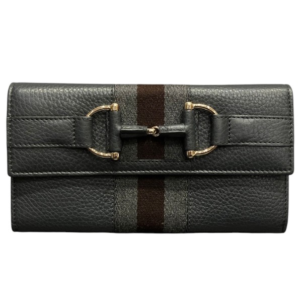 グッチ ホースビット 245752 シェリーライン レザー 長財布 ユニセックス 【中古】
