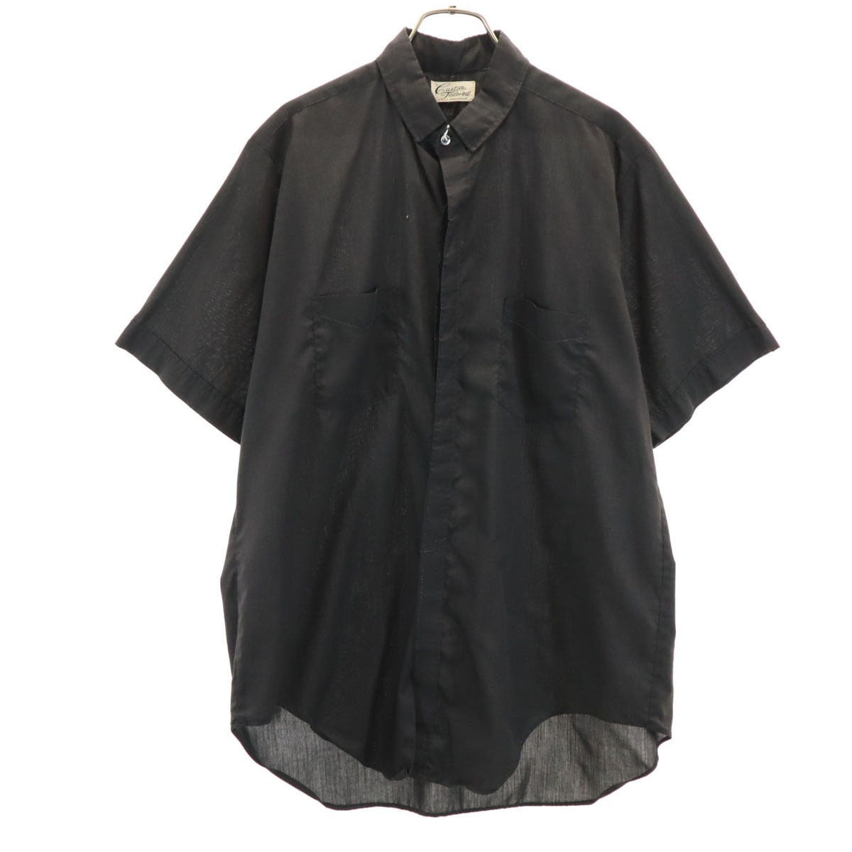CUSTOM TAILORED カスタムテーラード 70s 80s ヴィンテージ 半袖 シャツ チャコール 比翼 メンズ 古着