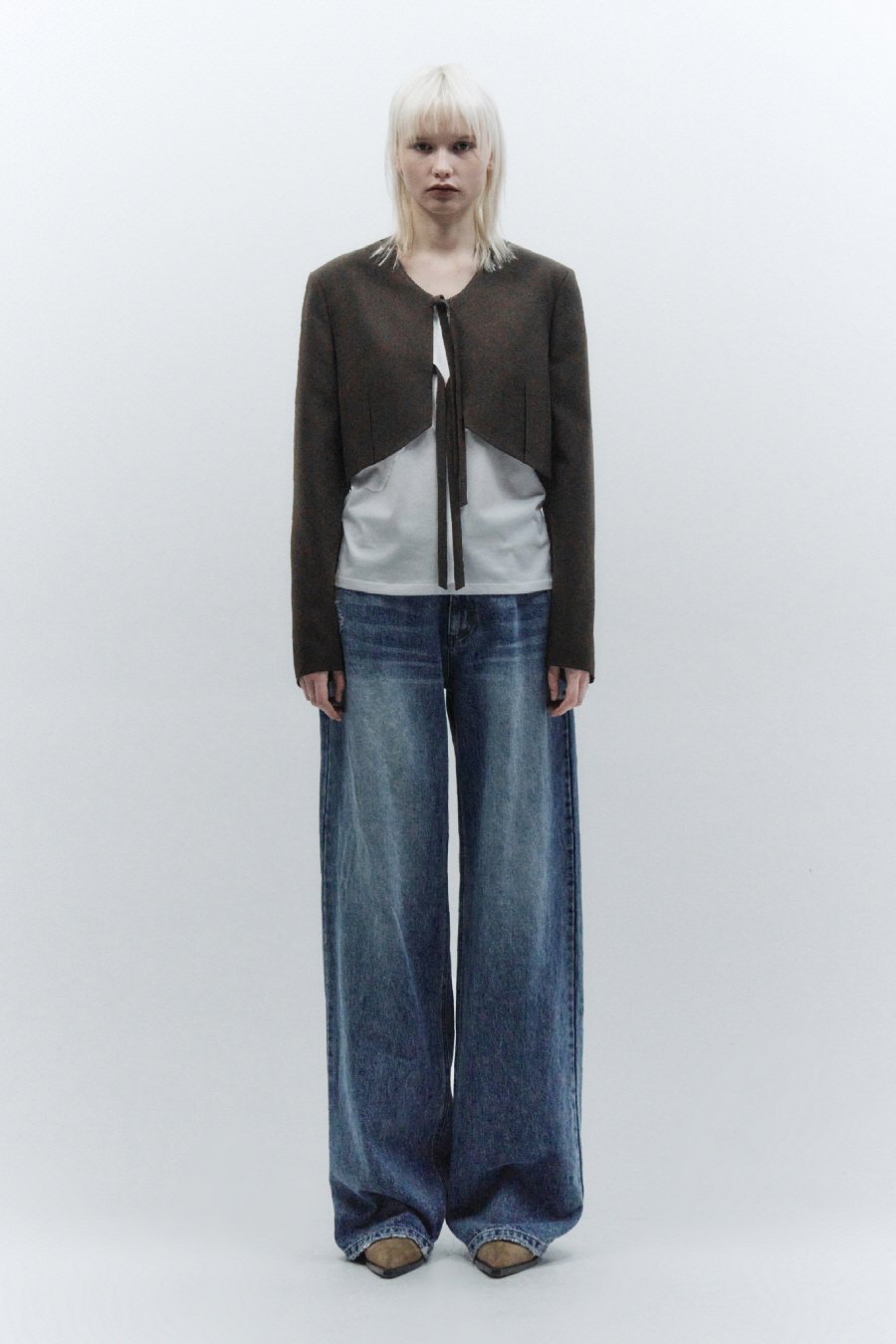 【INSILENCE】 [CALIK] LOW-WAIST WIDE JEANS : BLUE