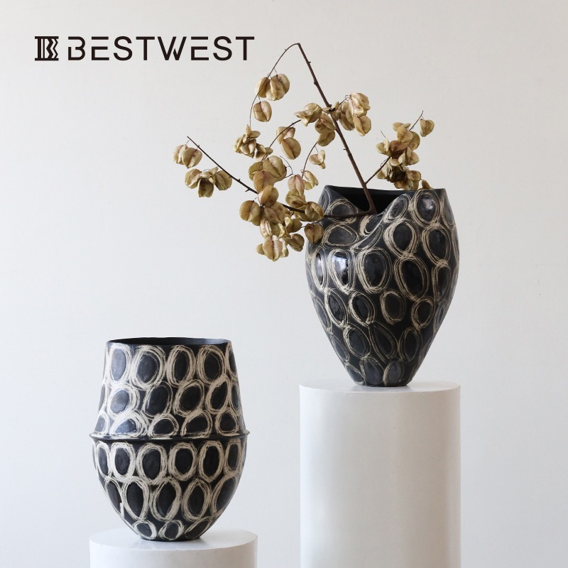 博西家居フランス花瓶景徳鎮陶磁器置物復古生け花落地ドライフラワー中国式陶磁器缶芸術感 12,120円