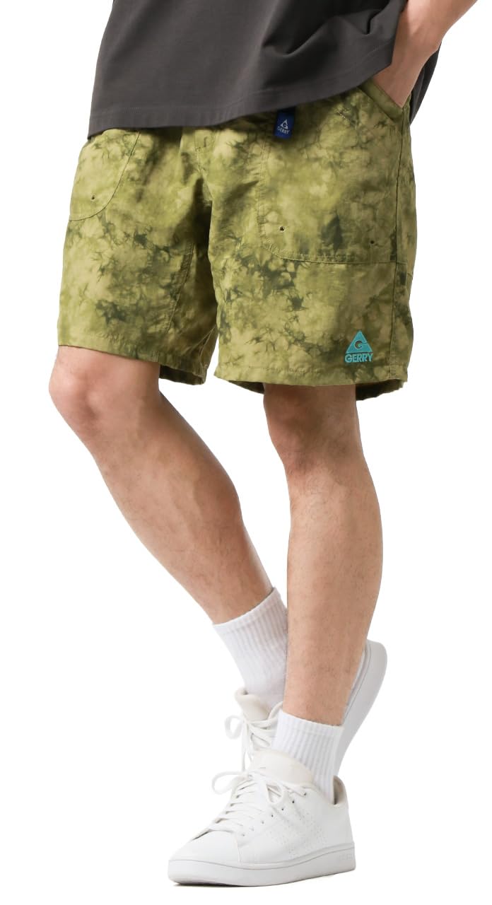 [Gerry] [ジェリー]ハーフパンツ メンズ 水陸両用 接触冷感 UVカット ヒョウ柄 タイダイ 膝上 水着 海パン サーフパンツ アウトドア ユーズド LL