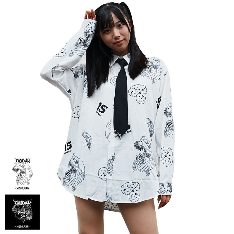 脳みそ少女/肋骨天使 シャツ 長袖 原宿 原宿系 ファッション ichigochan いちごちゃん コラボ レディース メンズ jr-15sh