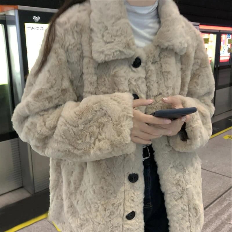 新作人気【本日限定】韓国風ファー付きコート レディース冬新作 ゆったり厚手防寒ファーコート 可愛い