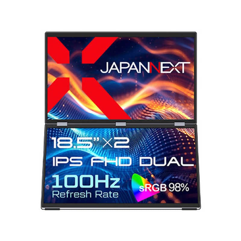 JAPANNEXT　18.5インチ IPS×2フルHDデュアルモバイルモニター miniHDMI USB Type-C 3画面拡張 独立(2ソース同時)表示　JN-DMD-IPS185F