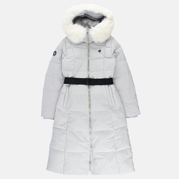 女性ミンクファーグースロングダウンジャケット ライトグレー QP422ODJN2
