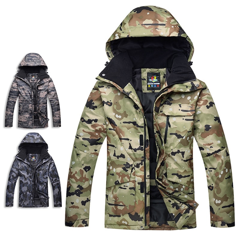 スノーボード ウェア ジャケット 単品 メンズ 迷彩柄 スノーウェア スキーウェア アウター 雪遊び 防寒着 スノボ フード付き