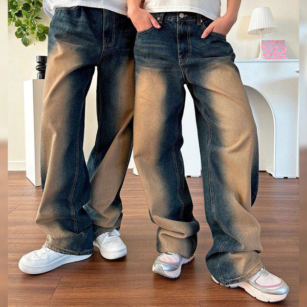 男女兼用 Y2K ウォッシング ビンテージ ワイド デニム パンツ UJ-JEA-8014