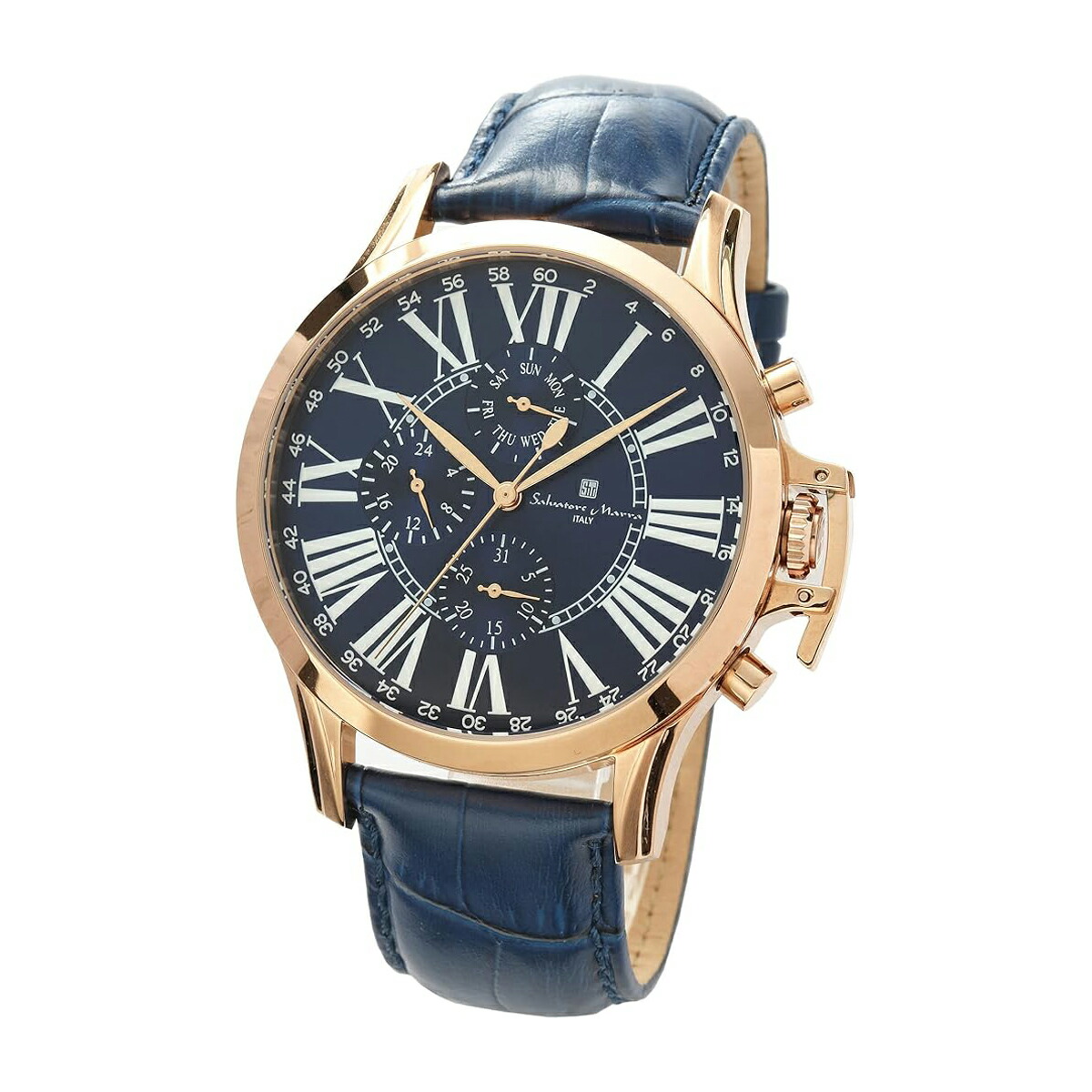 [Salvatore Marra] サルバトーレマーラ 腕時計 SM23101-PGBL メンズ ブルー ブルー マルチカレンダー 3気圧防水