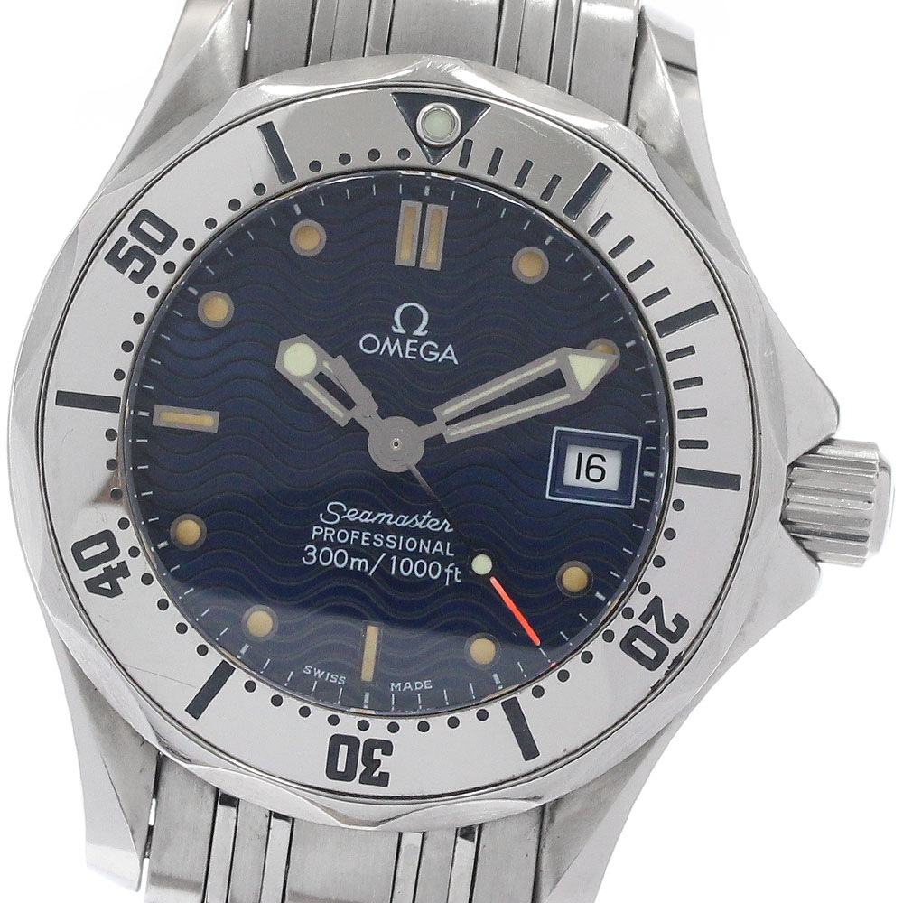 オメガ OMEGA 2582.80 シーマスター300 デイト クォーツ レディース 保証書付き_959953【中古】