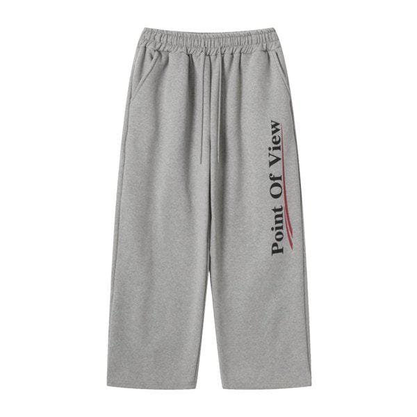 メンズ冬レタリング起毛ワイドバンディングパンツ RM-PTK-Q066-グレー