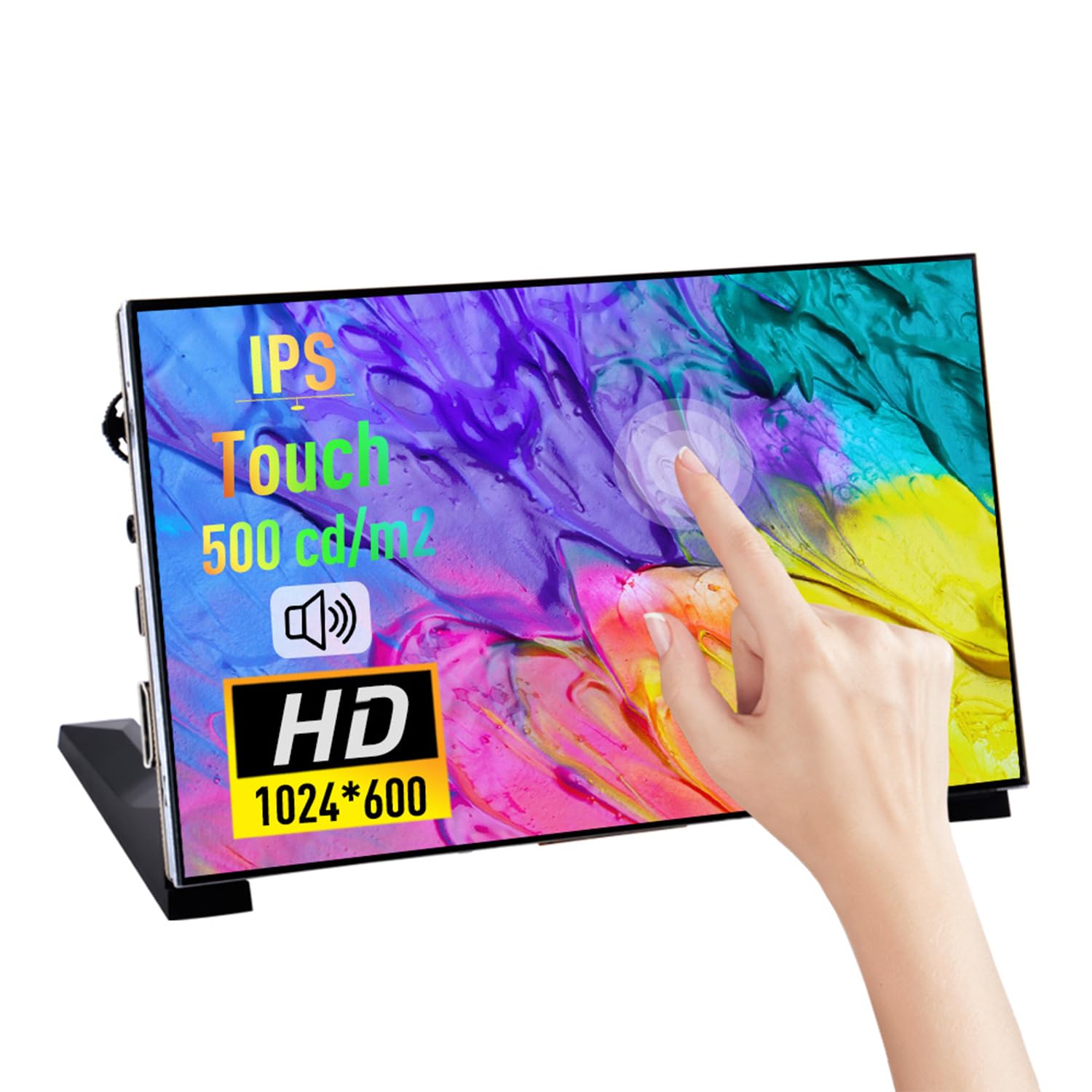 GeeekPi 7インチ タッチスクリーンディスプレイ 1024x600 IPS LCD HDMI 内蔵スピーカーおよびブラケット付き Raspberry Pi 5/4B/3B+/Zero/400 W