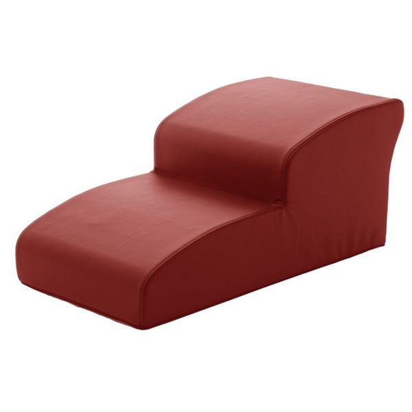 ドッグステップ/ペット用品 (2段 レッド) 幅40.5cm 合皮/合成皮革張地 ウレタンフォーム (リビング 室内犬)
