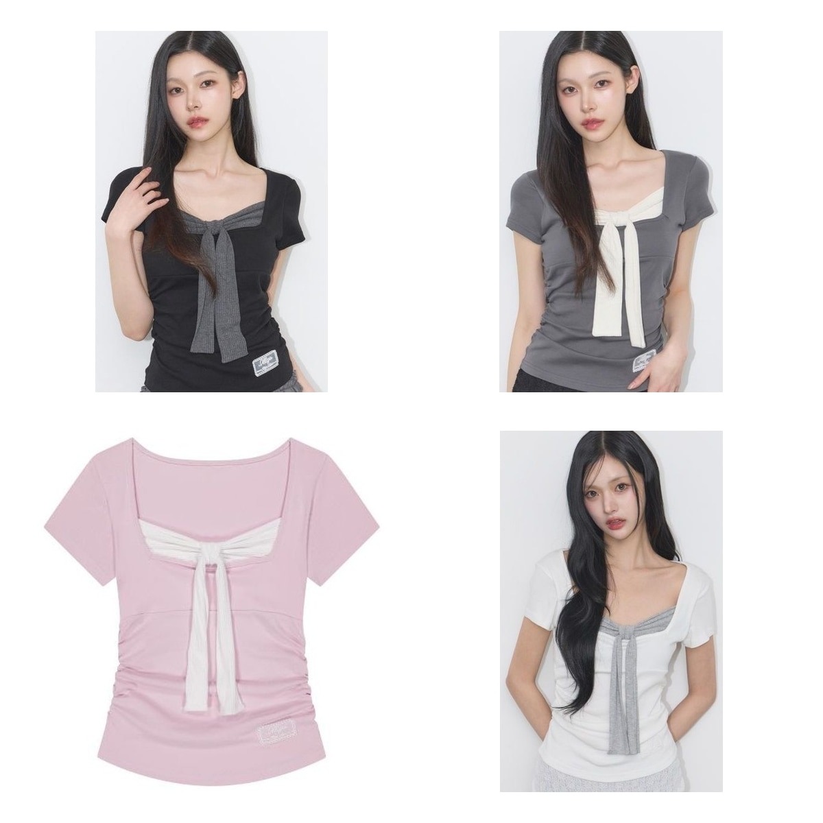 【ILLIGO】 LAYERED RIBBON TIE T-SHIRT 4色 正規品
