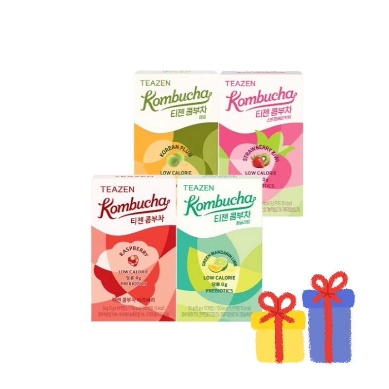 [4つの味セットの構成] コンブチャ スティック 4種セット 10本x4箱 (梅・ストロベリーキウイ・青みかんライム・ラズベリー) 置き換え ドリンク 粉末 発酵飲料 ダイエット 美容 韓国 お茶