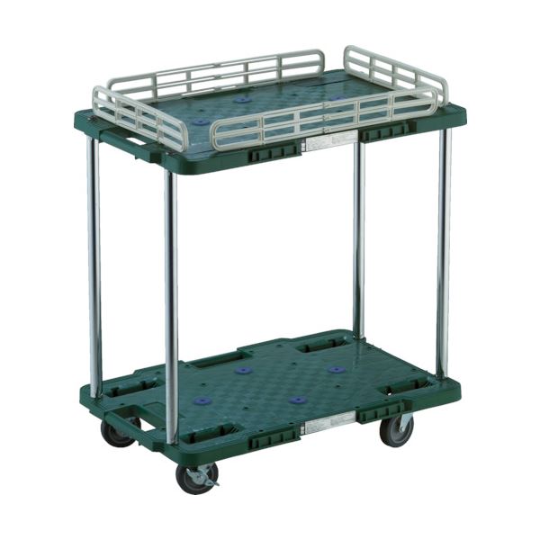 TRUSCOルートバン 2段式 柵1段付 400x600 4輪自在S付 緑 MPB-602JSK-GN 1台 組立式