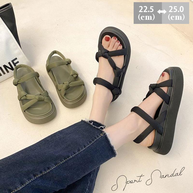 厚底サンダルレディーススポーツサンダル歩きやすい走れるスポーツシューズアウトドアカジュアル向きフラットソールビーチサンダルぺたんこ1242