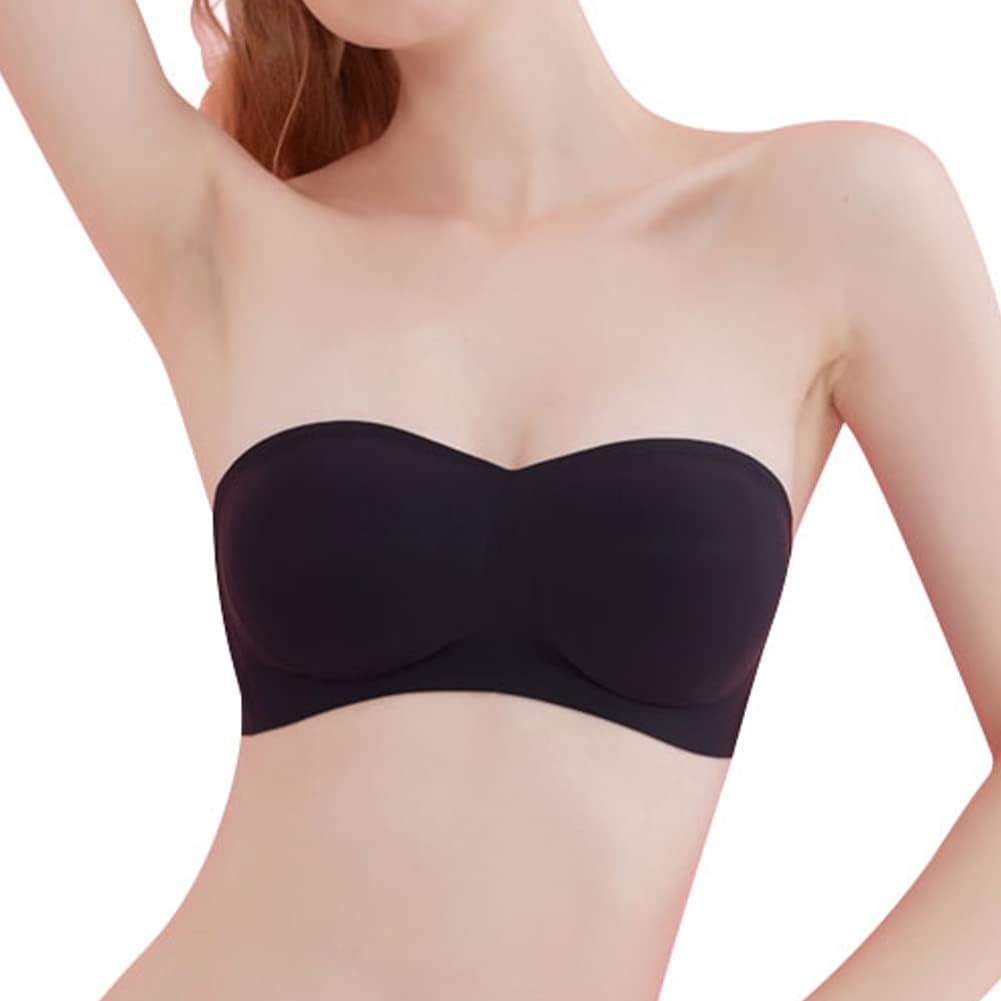 ストラップレスブラチューブトップカップ付きシームレスノンワイヤー透明ストラップドレス用インナー結婚式やオフショルダー服に適した使用シーン