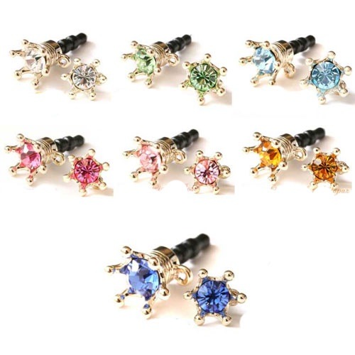 即納 王冠 Crownの可愛いイヤフォンジャック の アクセサリー スマホピアスオクタントクリスタルイヤホンジャック Kodja