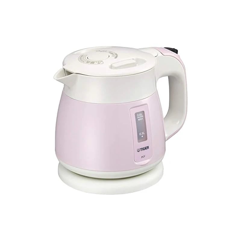 【即納】タイガー魔法瓶(TIGER) 電気ケトル 湯沸かし わく子 0.6L 転倒お湯漏れ防止 カラ炊き防止 ピンク PCF-G060P