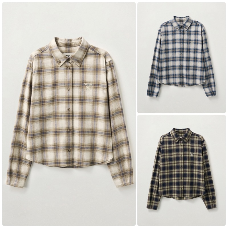 【SATUR】 25FW CLASSIC FLANNEL CHECK SHIRT : 3COLORS